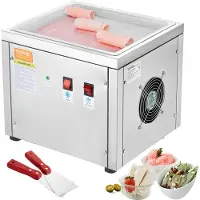 Vevor paistetun jäätelön rullakokone, 11" x 9,5" wok-jäätelövuoka, ruostumattomasta teräksestä valmistettu rullakokone kompressorilla ja kahdella kaapimella, jäätelön, jääjogurtin ja jäätelörullajen v
