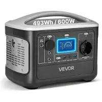 Vevor kannettava voimalaitos, 600 W:n aurinkogeneraattorivoimalaitos, 493 Wh:n LiFePO4-akkuvarmuuskopiointi 7 lähtöportilla kodin hätätilanteisiin, ulkoleirintäalueille, matkailuautoille (aurinkopanee