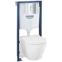 GROHE WC-paketti 5 yhdessä: EuroCeramic Triple Vortex kannella, asennuskehys, Arena Cosmo -painike, kiinnityselementit ja tiiviste