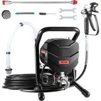 Vevor -jalustainen ilmaton maaliruisku, 650 W:n tehokas ilmaton ruisku, 3000 PSI:n sähköinen maaliruiskun jatkovarsi ja puhdistussarjat sisä- ja ulkokalusteisiin/aitoihin/kotiin/taloon