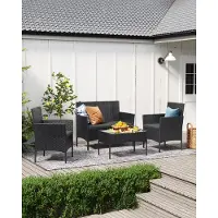 Songmics Parvekekalustesetti, 54,5 x 56,5 x 81,5 cm, 54,5 x 99 x 81,5 cm, 41 x 71 x 39 cm, musta-harmaa, Patio mööblikomplekt, , 54.5 x 56.5 x 81.5 cm, Must-Hall