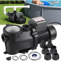 Vevor -allaspumppu, 550 W, 14 000 l/h maksimivirtaus, yksinopeusallaspumppu, AC 220–240 V, 3450 rpm, 12 m maksiminostokorkeus, 24 tunnin ajastin ja suodatinkori, maanpäällisiin ja maanalaisiin uima-alt