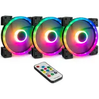 Inter-Tech Argus RGB-Fan Set RS-14, Tuuletin, 14 cm, 1200 RPM, 64,73 m³/h, Musta (88885536)