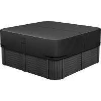 Vevor ulkoporeammeen suoja, 88x88x20 tuumaa/2235x2235x508 mm säänkestävä ja vedenpitävä poreammeen suoja, 600D kestävää Oxford-kangasta ja 950N repäisylujuus, neliönmuotoinen poreammeen suoja, musta