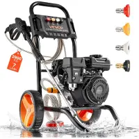 Vevor kaasukäyttöinen painepesuri 2900 PSI ja max 7 l/min, päivitetty alumiinipumppu ruiskupistoolilla ja sauvalla, 4 suutinsarja, kaasukäyttöinen painepesuri autoille, aidoille, ajoväylille, koteihin