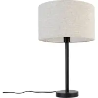 QAZQA Moderni pöytävalaisin musta boucle-varjostimella vaaleanharmaa 35 cm - Simplo