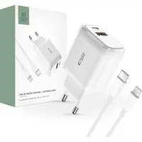 Tech-Protect C20W USB-C PD 20W / USB-A QC 3.0 Mains Charger with USB-C / Lightning Cable - White