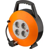 Goobay Cable reel 15 m orange-black - with 4 protective