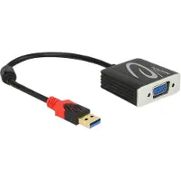 DeLOCK USB 3.0 - VGA-sovitin, 1920x1200, 0,2 m, musta
