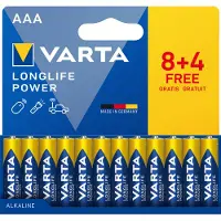 Varta 04903 121 772, Kertakäyttöinen akku, AAA, Alkali, 1,5 V, 12 kpl, 44,5 mm (04903121772)