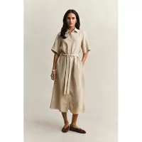 Gant Linen Ss Shirt Dress - Beige - 44