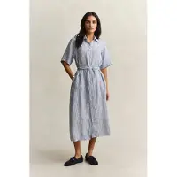 Gant Striped Linen Ss Shirt Dress - Blue - 40