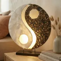 WORU Design-pöytävalaisin Ying Yang, Valkoinen/opaali, Olohuone/ruokailutila, Tekstiili/kangas/silkki, Design