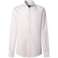Hackett London for man. HM3010634 Linen shirt Summer Stripe orange (XL), Cotton, Classic, Long sleeve