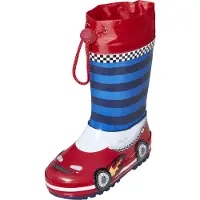 Playshoes Kumisaappaat 'Rennwagen' sininen / punainen / valkoinen