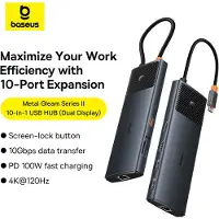 Baseus Docking Station 1in10 USB C - 2xHDMI RJ45 SD/TF USB3