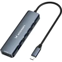 Wozinsky WHBC10Y4S Monitoiminen 6-in-1 USB-C-keskitin - harmaa