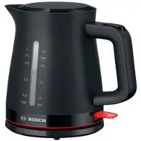 Bosch TWK3M123, 1,7 L, 2400 W, Musta, Veden tason ilmaisin, Ylikuumenemissuoja, Johdoton