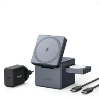 Anker 3-in-1 Cube with MagSafe, 15W -langaton latausasema, Musta