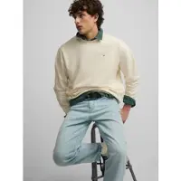Silbon for man. S261031107202 Sweatshirt relaxed fit plans beige (XXL), Casual, Cotton