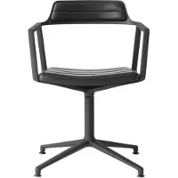 Vipp 452 Työtuoli Jaloilla Jauhelakattu Alumiini / - Toimistotuolit Nahka Musta - 45204G04V2