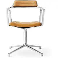 Vipp 452 Työtuoli Jaloilla Kiiltävä Alumiini / Kamelinvärinen - Toimistotuolit Nahka Camel - 45271G01V2