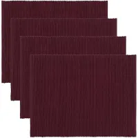 Linum Uni Place Mat Rib 4-Pack - Burgundy - ONE SIZE