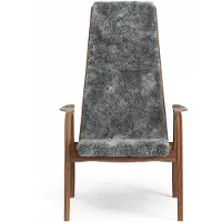 Swedese Lamino nojatuoli Lampaannahka scandinavian grey, lakattu saksanpähkinä