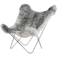 Cuero Design Iceland Mariposa Bf Chair Shorn Grey/chrome - Nojatuolit Lampaantalja Kromi - 1111202