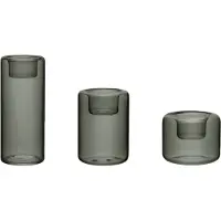 Kosta Boda - Happy tuikkulyhdyt 6,8/10,5/15 cm 3-pack antrasiitti