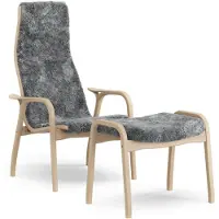 Swedese Lamino Nojatuoli Jalkajakkaralla Lampaannahka / Lakattu Pyökki - Nojatuolit Lampaantalja Scandinavian Grey - 23001|R1154-SET