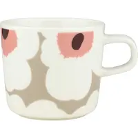 Marimekko Unikko kahvikuppi 20 cl Valkoinen savijauhe tumma viini