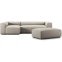 Decotique Grand Nelipaikkainen Sohva Divaani Vasen Avoin Pää Jalkajakkaralla - Kulmasohvat & Divaanisohvat Mikrochenillekangas Sandshell Beige - 300945-300941-300943-f