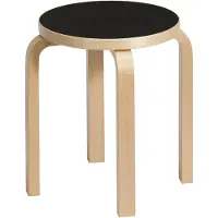 Artek E60 Jakkara / Musta Linoleumi - Jakkarat Koivu - 28000353