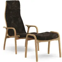 Swedese Lamino Nojatuoli Jalkajakkaralla Lampaannahka / Öljytty Tammi - Nojatuolit Lampaantalja Espresso - 23001|E2152-SET