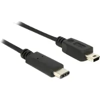 DeLOCK 0.5m, USB2.0-C/USB2.0 Mini-B, 0,5 m, Mini-USB B, USB C, USB 2.0, Uros/uros, Musta
