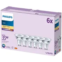 Philips LED-lamppu LED-klassikko 3,5 W/827 (35 W) kuuden kappaleen pakkaus GU10