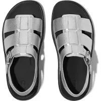 FitFlop Gen-Ff Tumbled-Leather Fisherman Sandals - Silver - 36