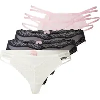Hunkemoller Stringit 'Fashion' vanha roosa / musta / valkoinen