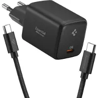 Spigen EE451EU Essential 45W GaN Pro USB-C-seinälaturi 100W:n USB-C-kaapelilla - musta