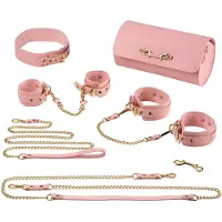 Kiotos Leather BDSM Deluxe 5-osainen Bondagesetti - Pinkki
