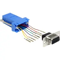 DeLOCK 65430, Sub-D 9p, RJ45, Musta, Sininen, Hopea