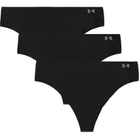 Under Armour Women's UA Pure Stretch 3-Pack No Show Thong, Black