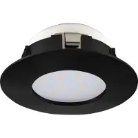 Eglo Pineda upotettava kohdevalaisin. Halkaisija 78 mm, teho 4,9 W, valovirta 460 lm ja värilämpötila 3000K. Suojausluokka IP44 ja väri musta tähti.