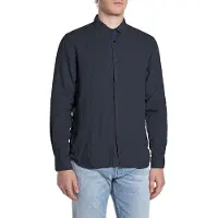 Replay for man. M4159.000.81388B Linen shirt Regular Fit navy (M), Casual, Long sleeve