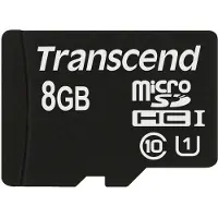 Transcend 8GB microSDHC Class 10 UHS-I, 8 GB, MicroSDHC, Luokka 10, MLC, 90 MB/s, Class 1 (U1) (TS8GUSDCU1)