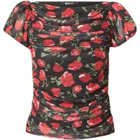 Gina Tricot Puff Sleeve Mesh Top - Multi/patterned - XS