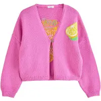 Next Neuletakki sitruuna / vaaleanvihreä / fuksia / valkoinen