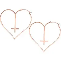 Wildcat Cross Heart Hoops - Rožnato Zlata