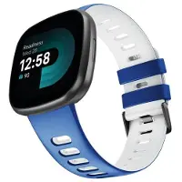 CaseOnline Twin Sport Rannekoru Armband Fitbit Versa 4 - Sinivalkoinen